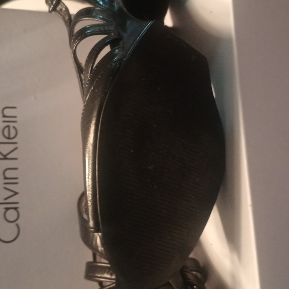 Calvin Klein High Heel Black Kidskin Leather Sandals - Picture 7 of 7